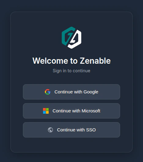 Continue with Microsoft button on login page