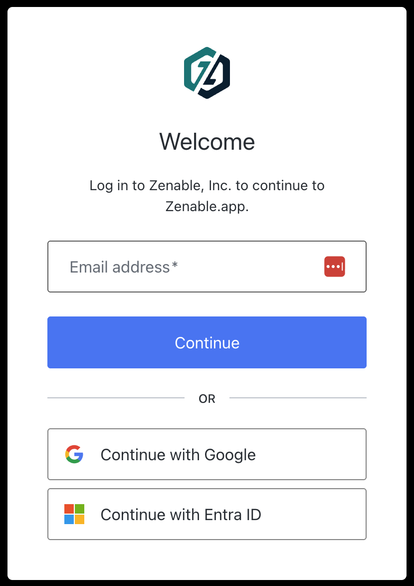 Continue with Entra ID button on login page