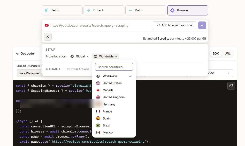 Country Targeting Configuration Interface