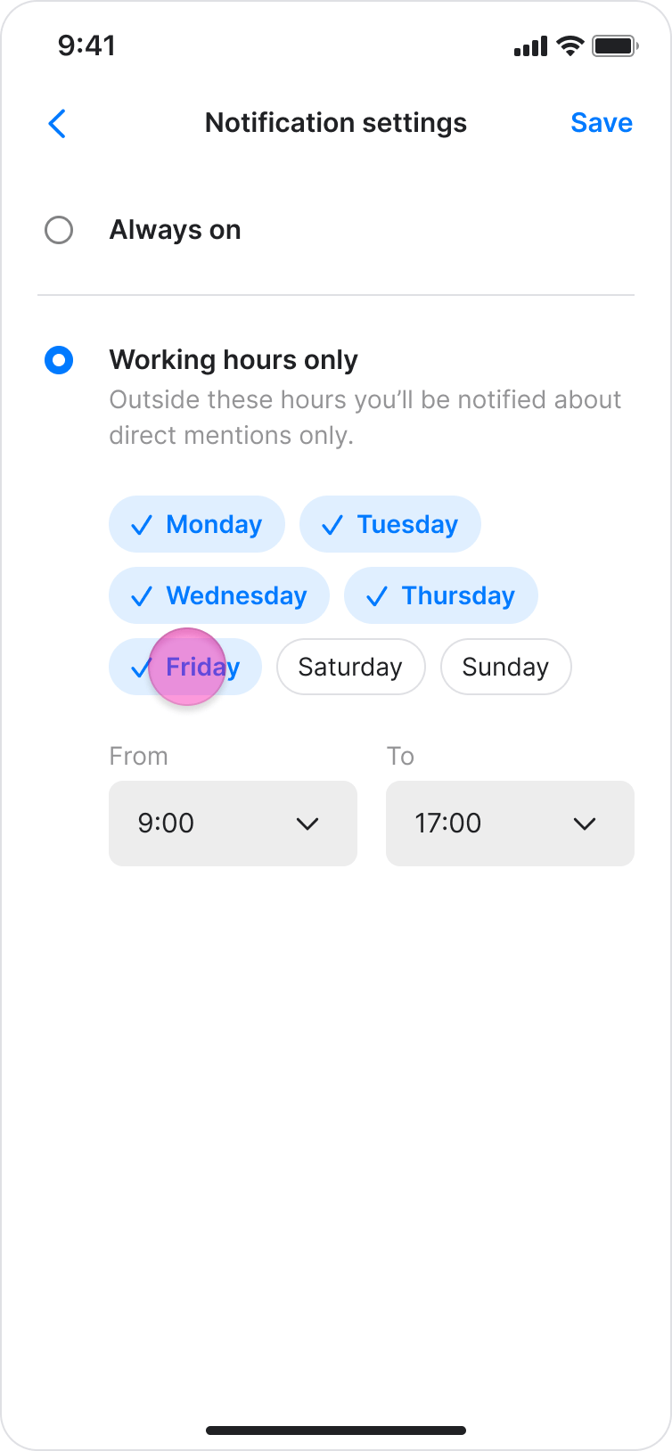 Set Up Working Hours screenshot 3
