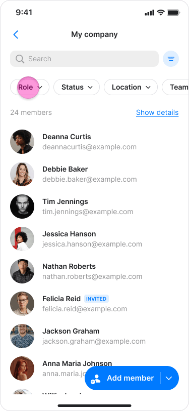 View and Filter Team Members screenshot 5