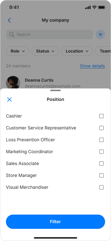 View and Filter Team Members screenshot 9