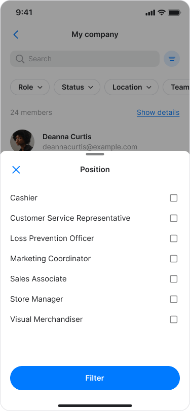 View and Filter Team Members screenshot 9