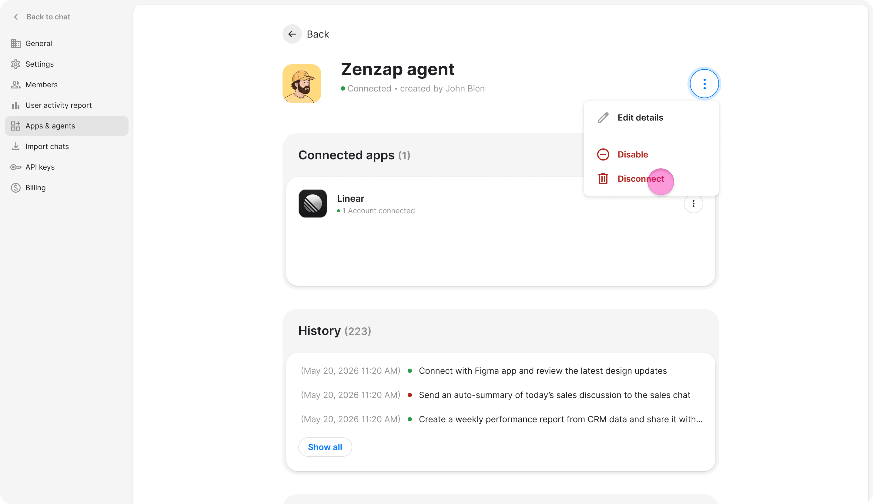 Disconnect an AI Agent screenshot 8