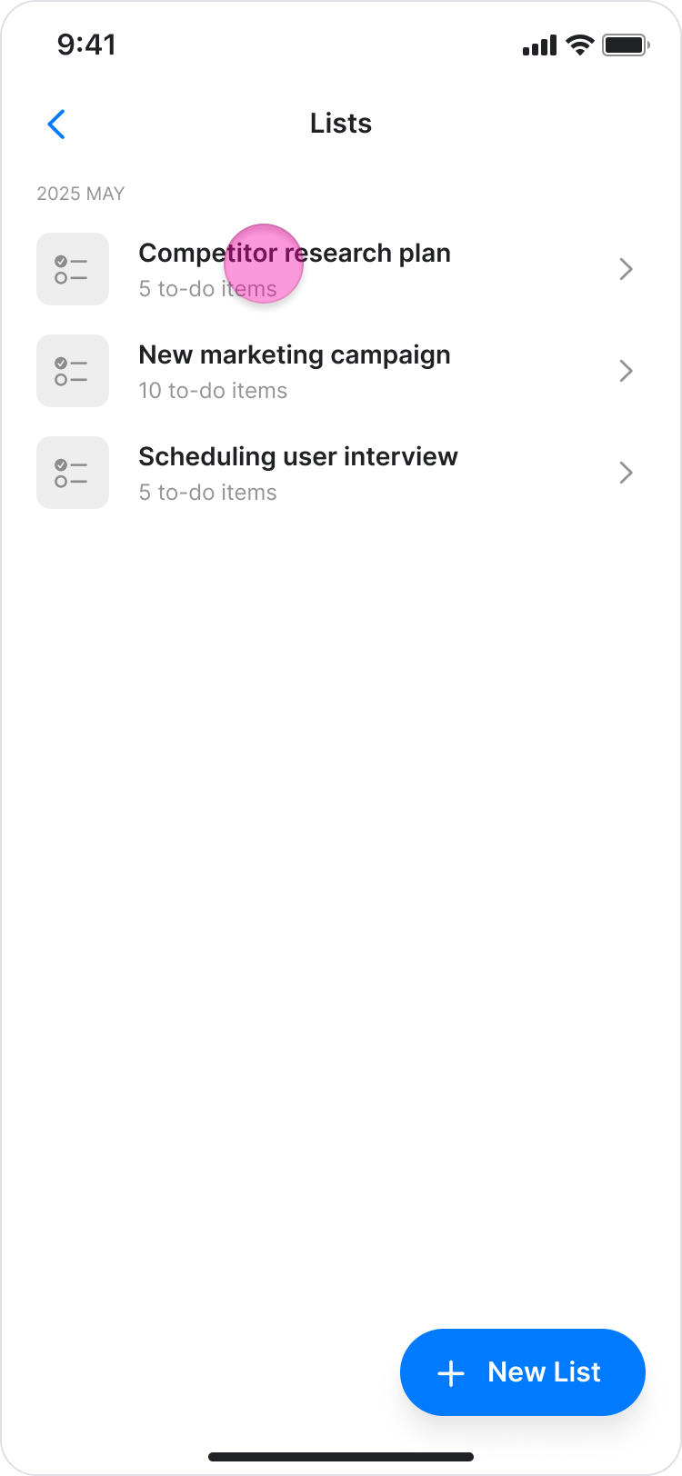 Create Lists screenshot 3