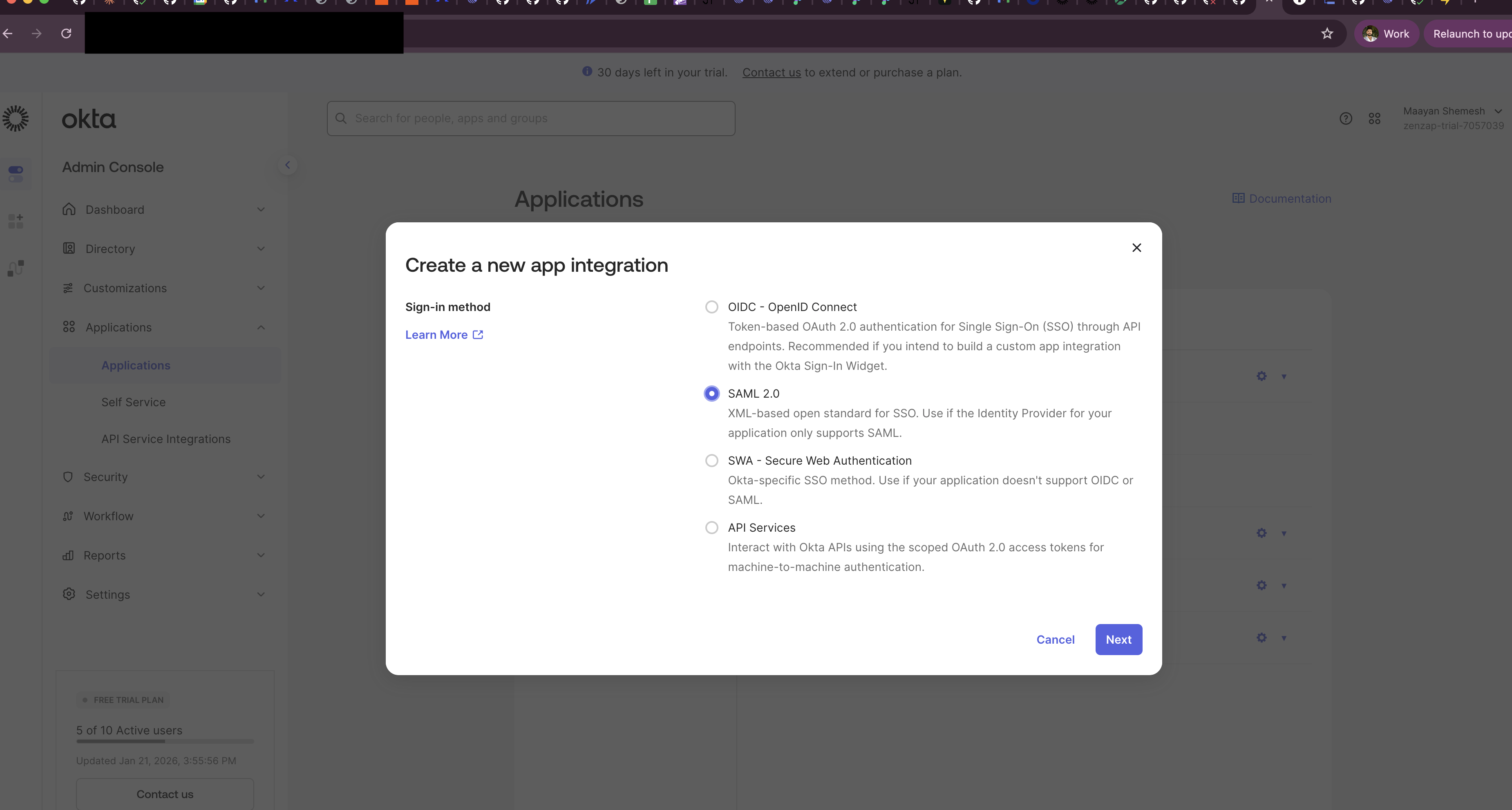 Create App Integration