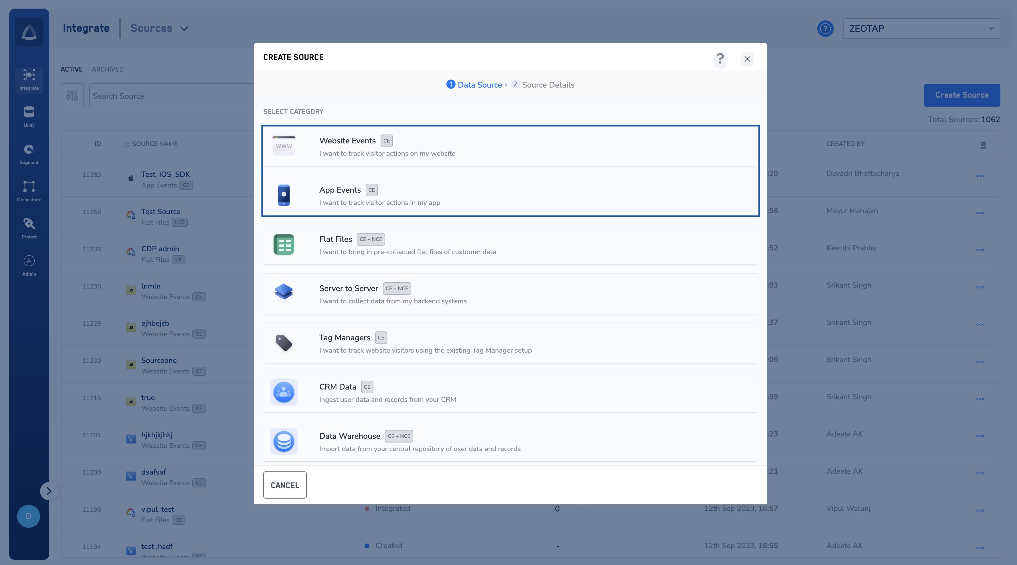 Create a Web Pixel/Web iFrame/App Pixel Source - Zeotap docs