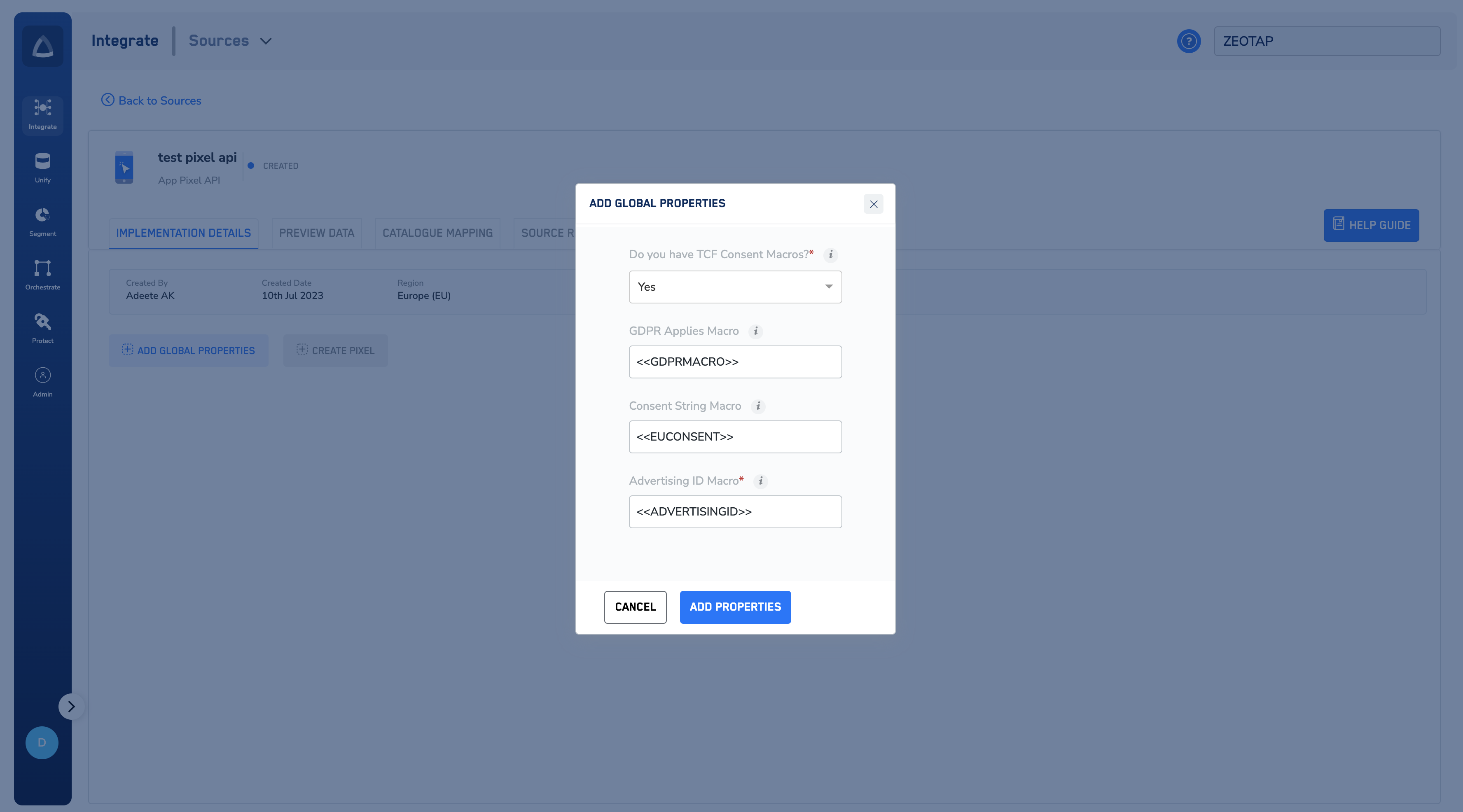 Implement the Pixel Source - Zeotap docs