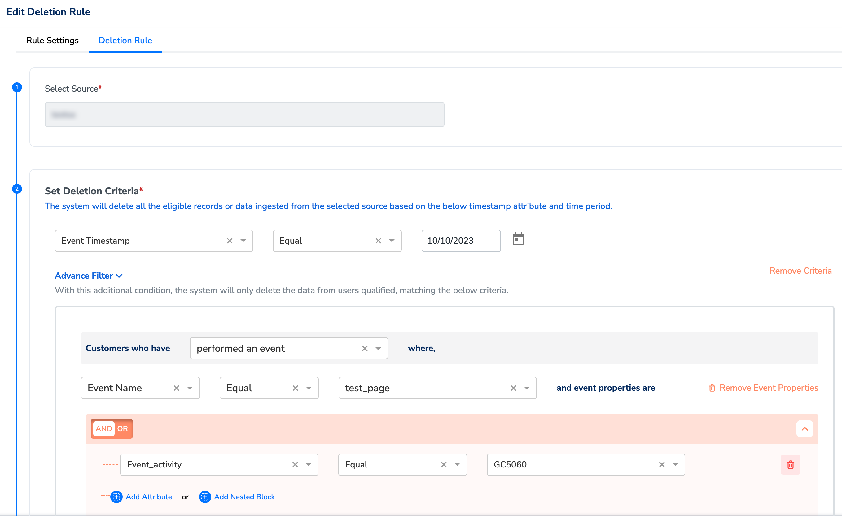 Create a Deletion Rule for Customer Data - Zeotap docs