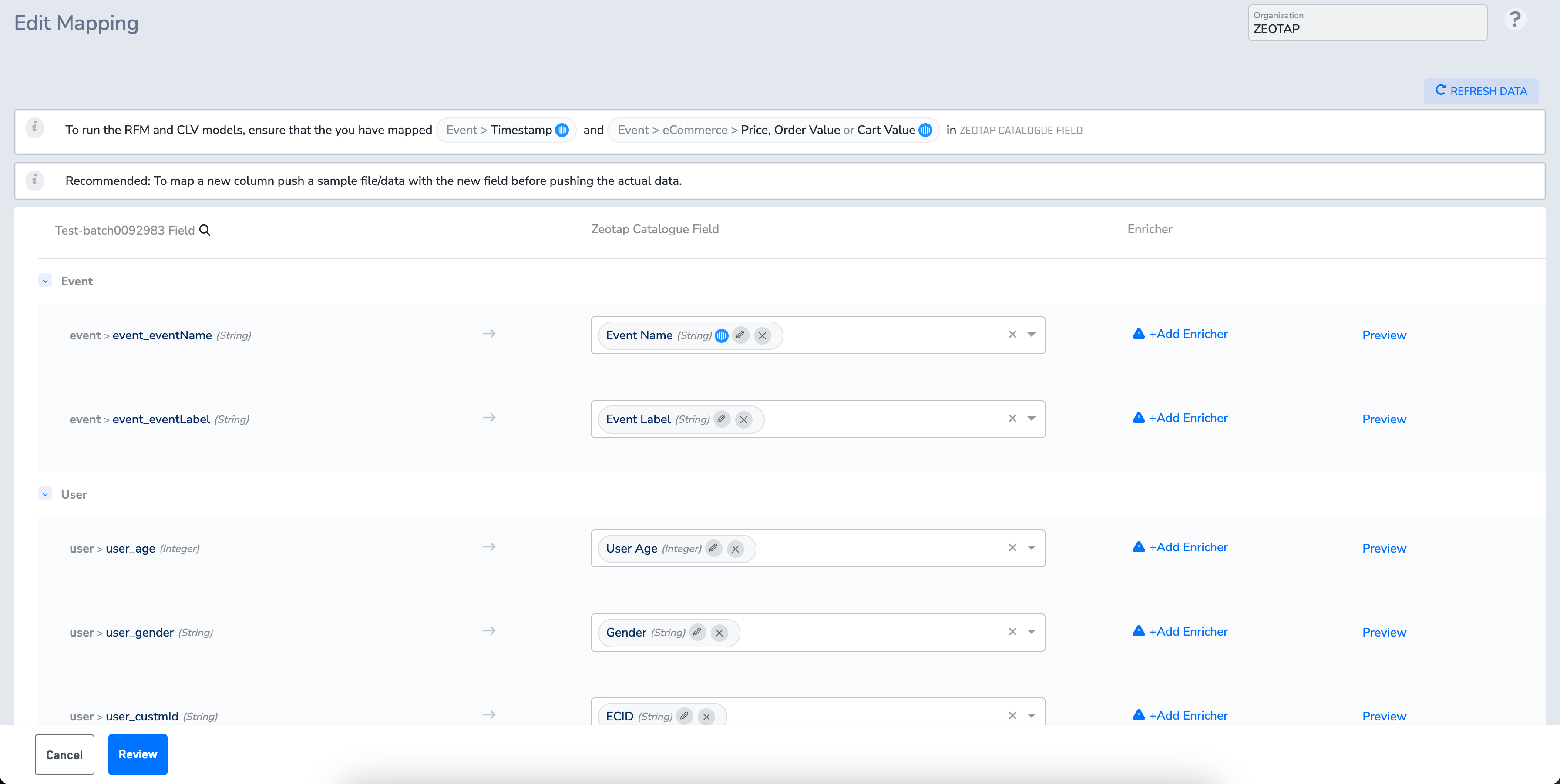 Editing a Catalogue Mapping - Zeotap docs