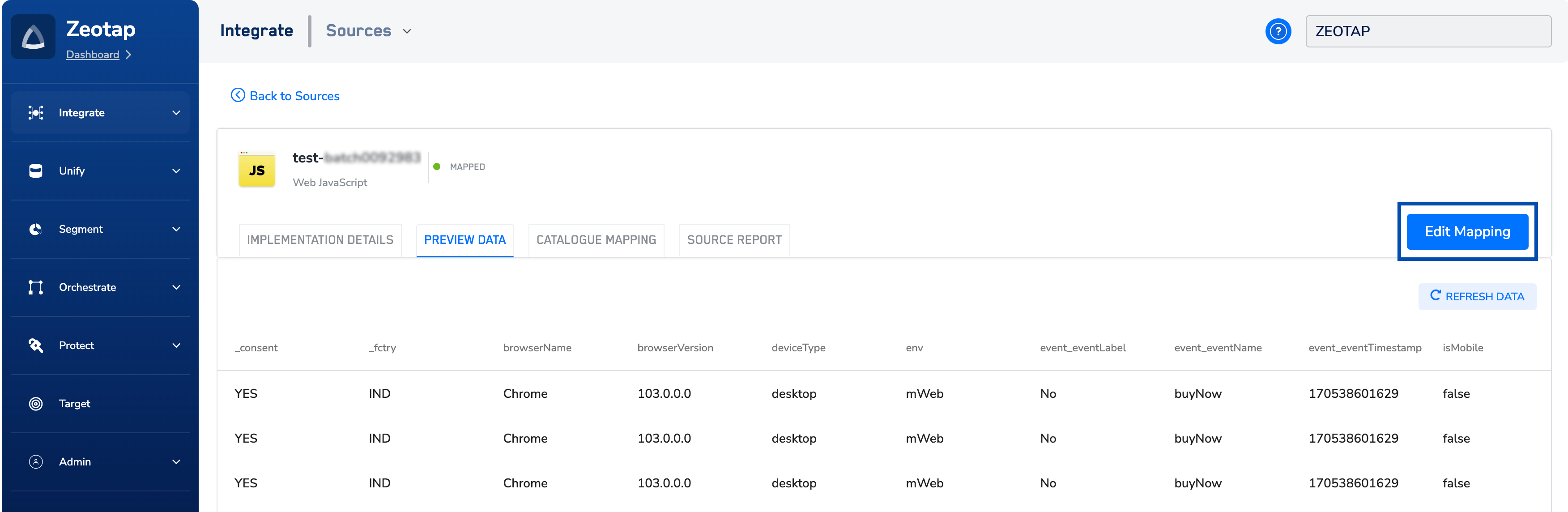 Editing a Catalogue Mapping - Zeotap docs