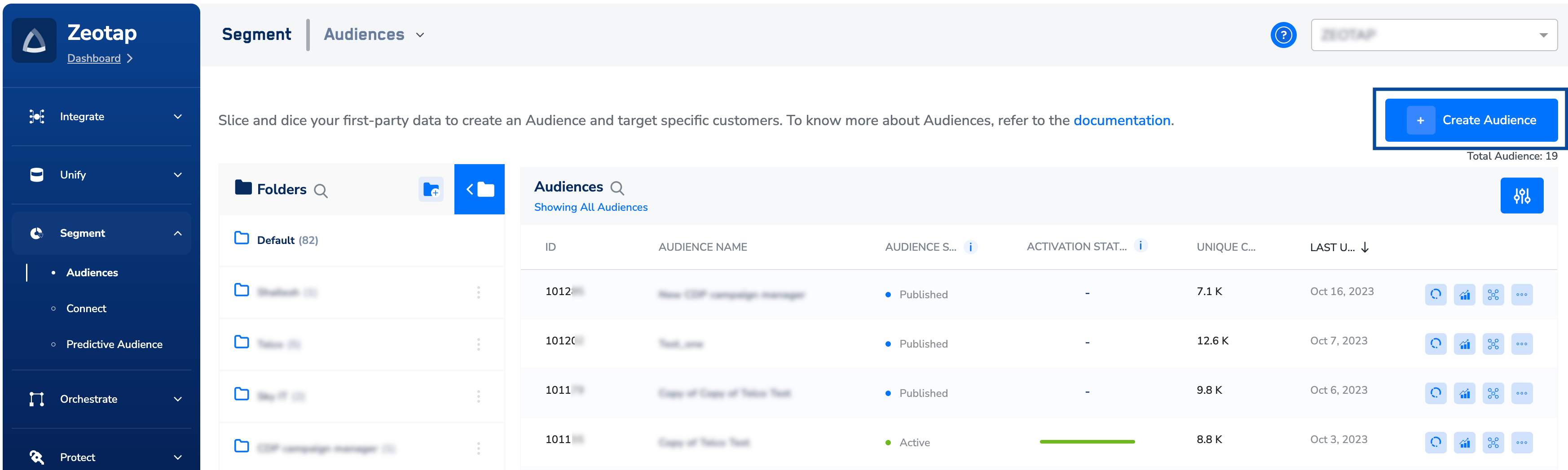 Create an Audience - Zeotap docs