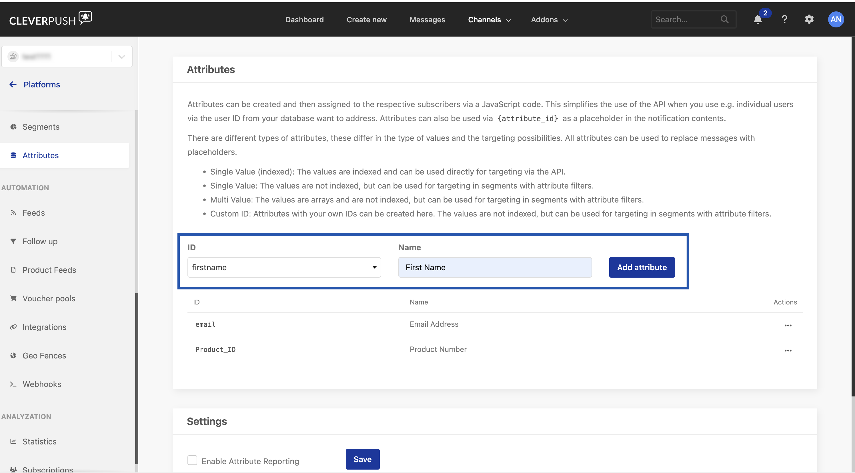Cleverpush Real Time Integration - Zeotap docs