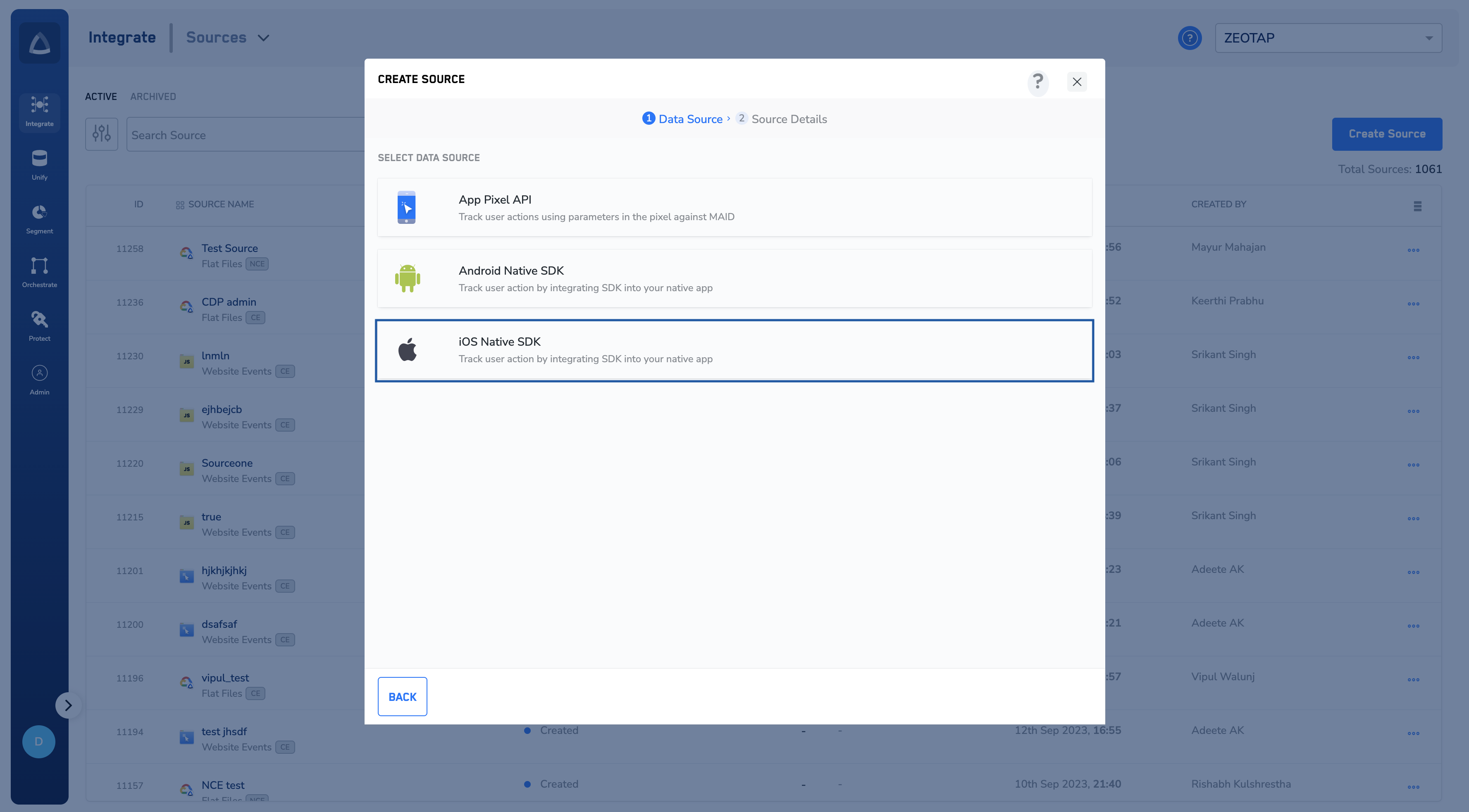 Create an iOS SDK Source - Zeotap docs