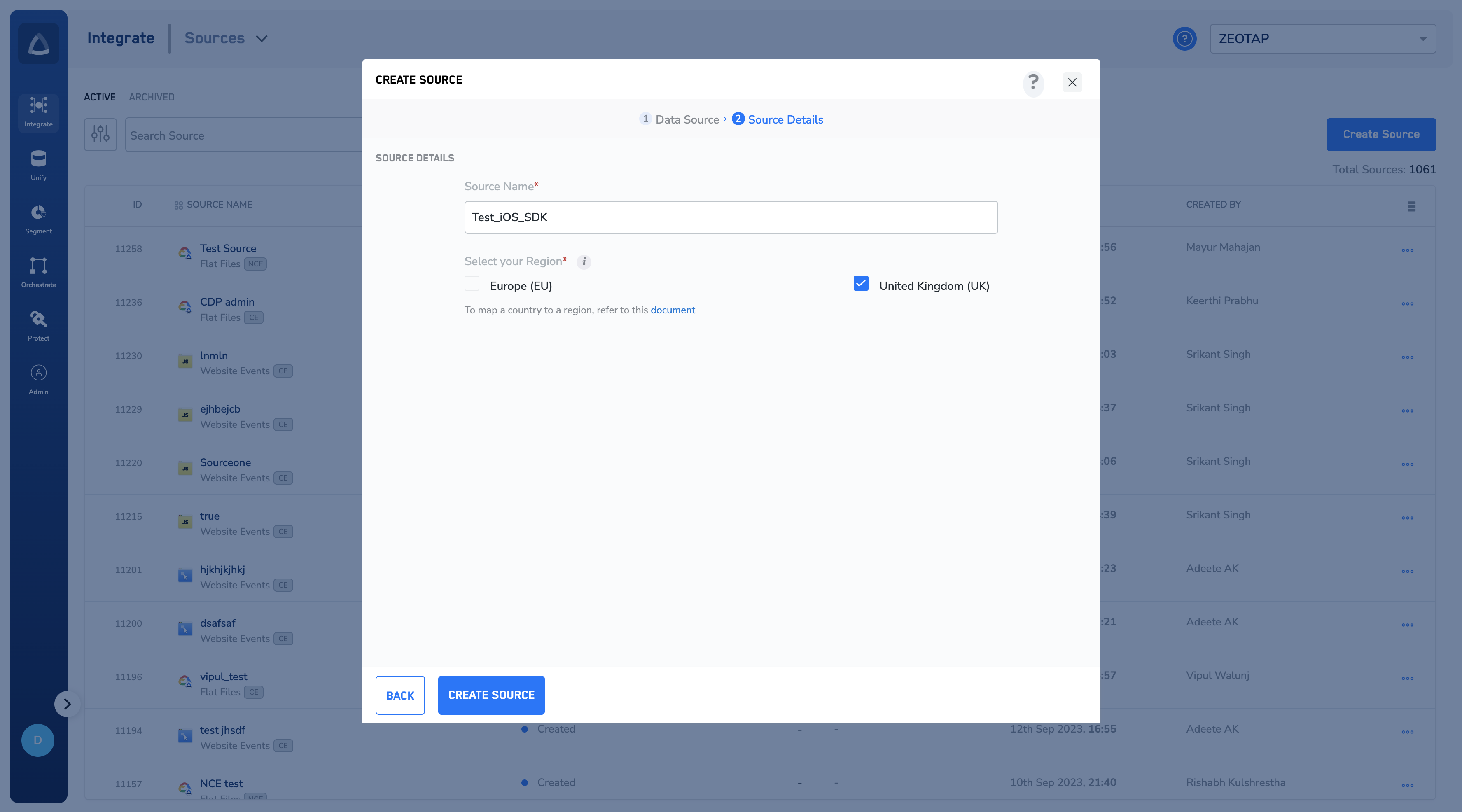 Create an iOS SDK Source - Zeotap docs