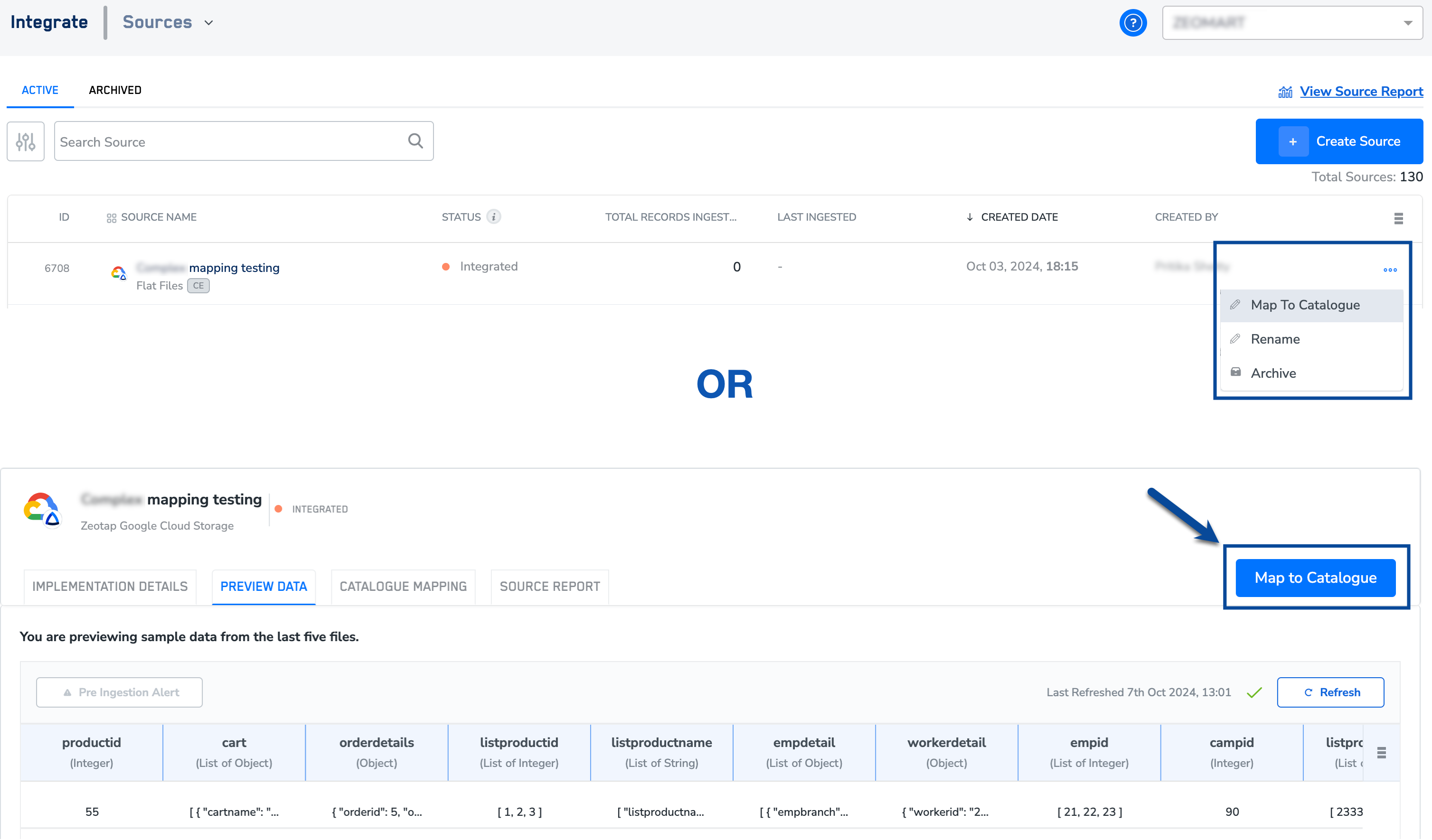 Map the Catalogue for Customer Data - Zeotap docs