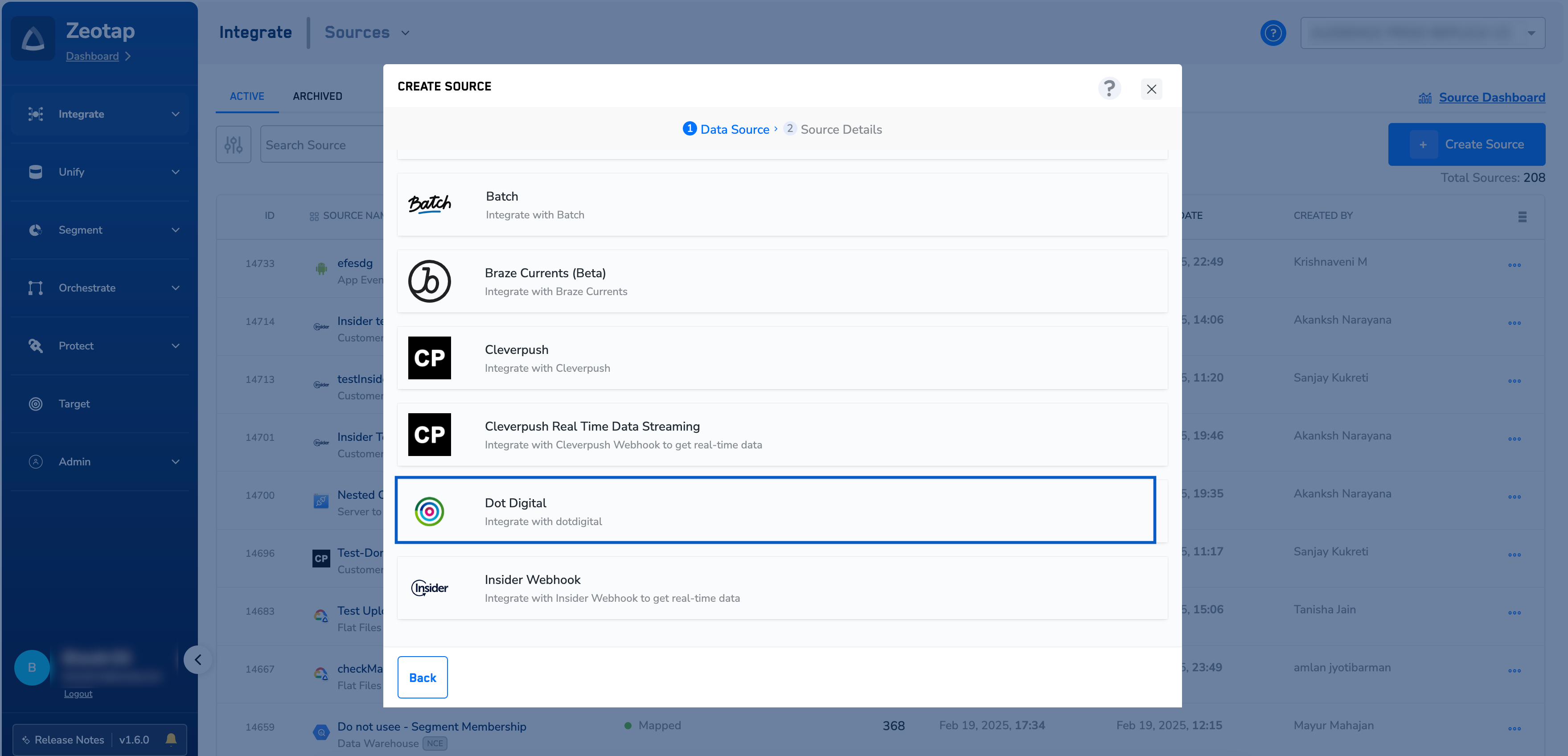 Create a Dotdigital Source - Zeotap docs