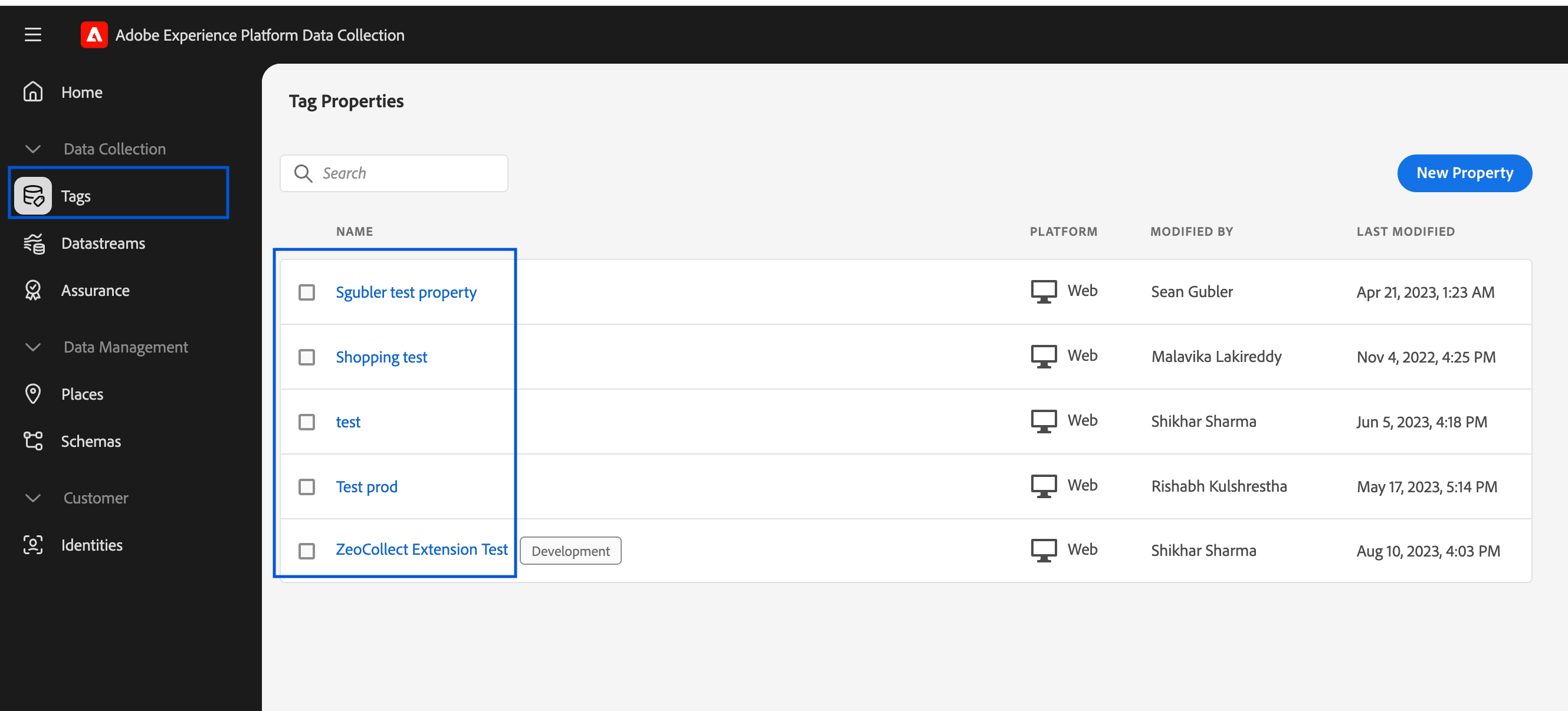 Adobe Launch Property Dashboard