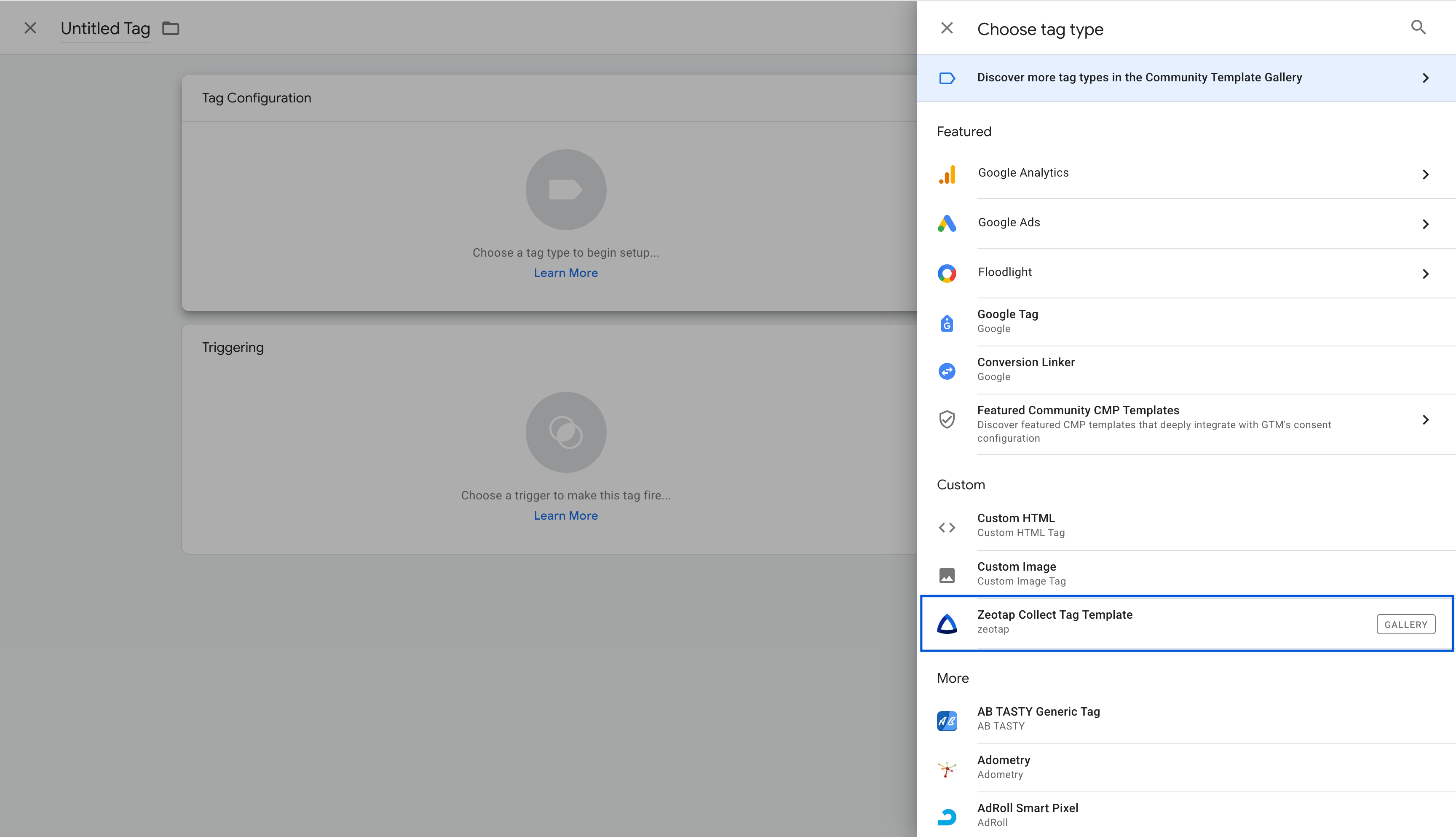 GTM Add Menu