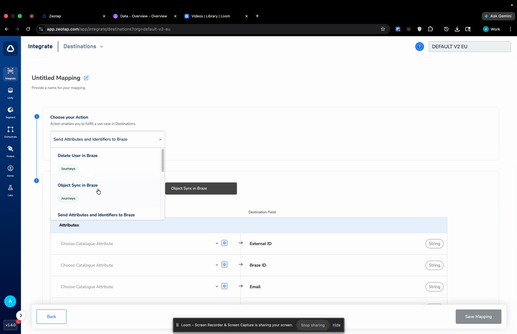 Braze - Object Sync (Journey Action) - Zeotap docs