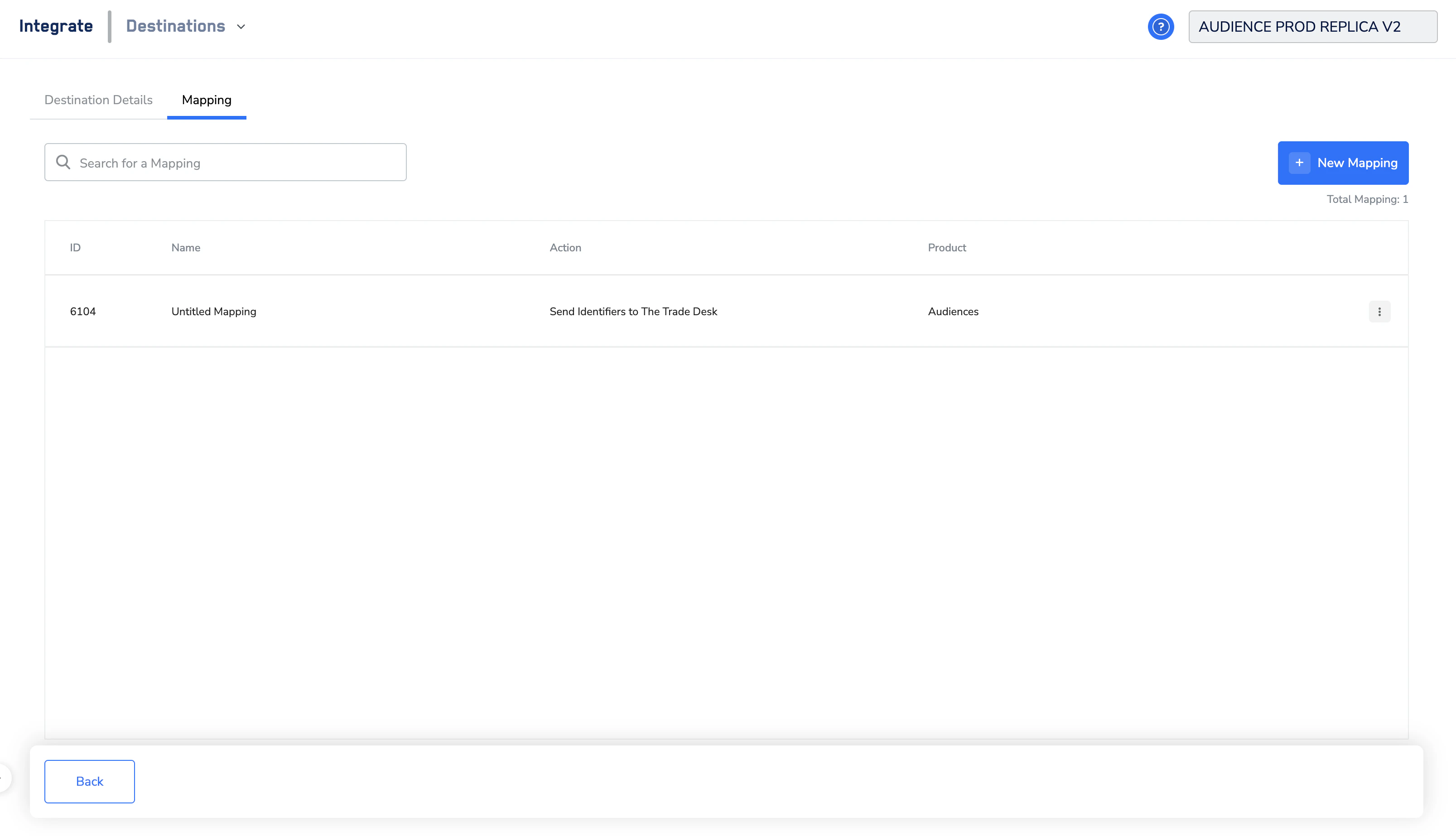 Mapping tab listing one mapping with action Send Identifiers to The Trade Desk.