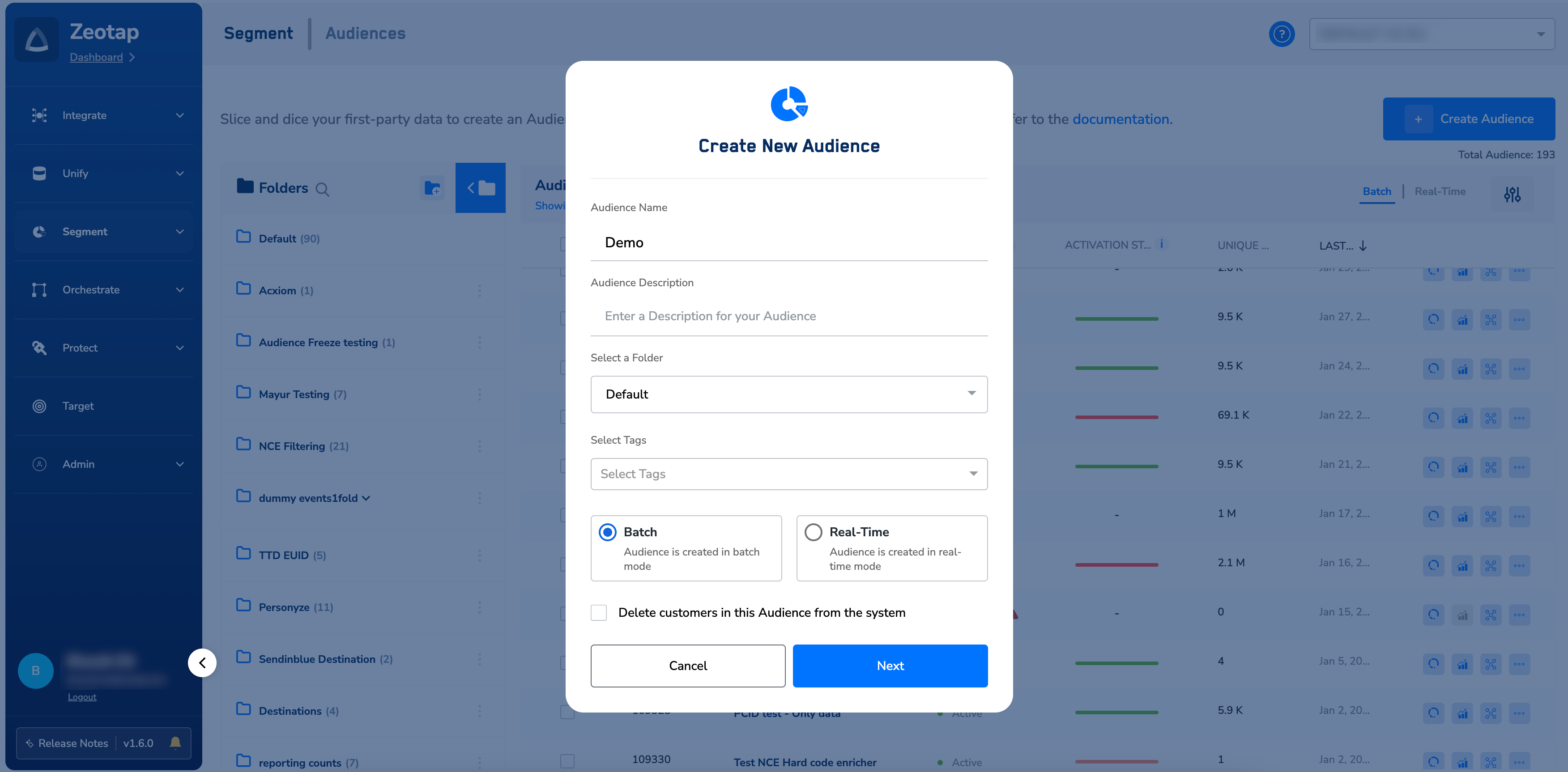 Create an Audience - Zeotap docs