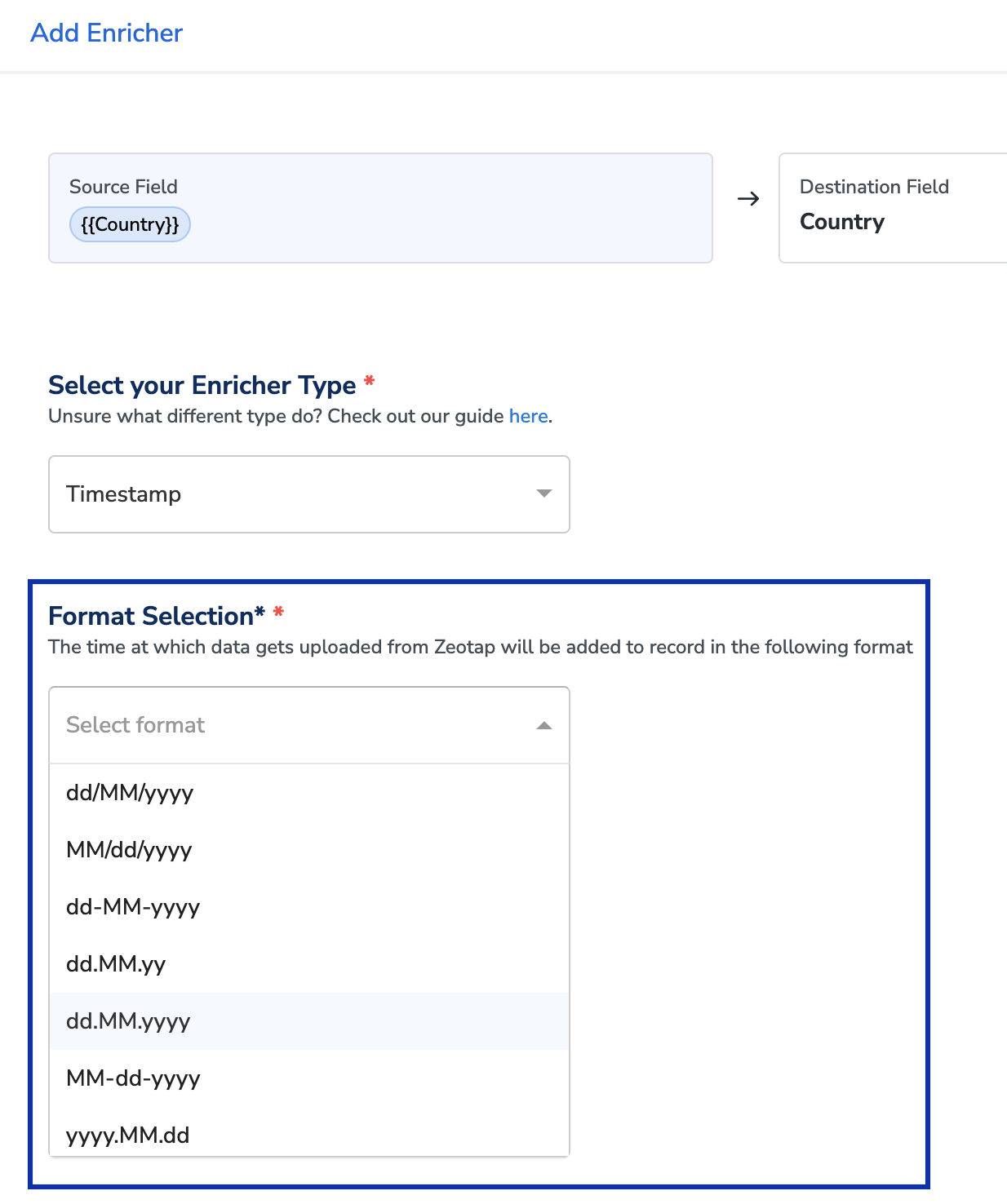 Enrichers in Destination Mapping - Zeotap docs