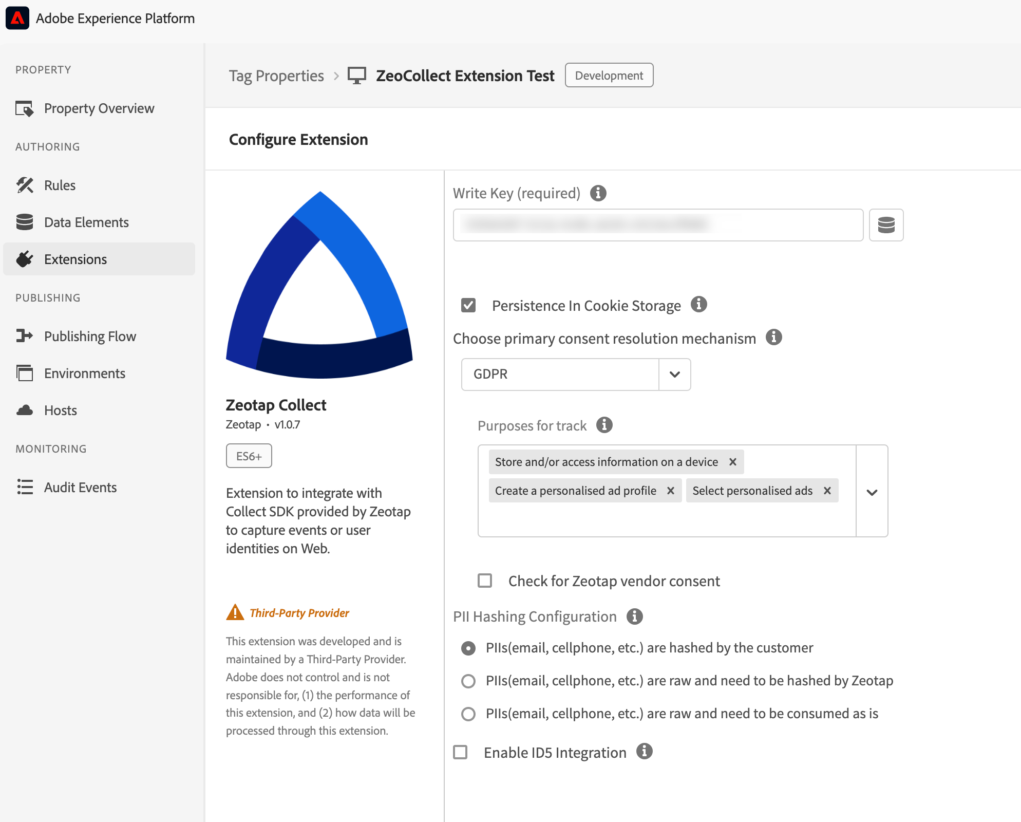 Implement an Adobe Experience Platform Tag Extension Source - Zeotap docs