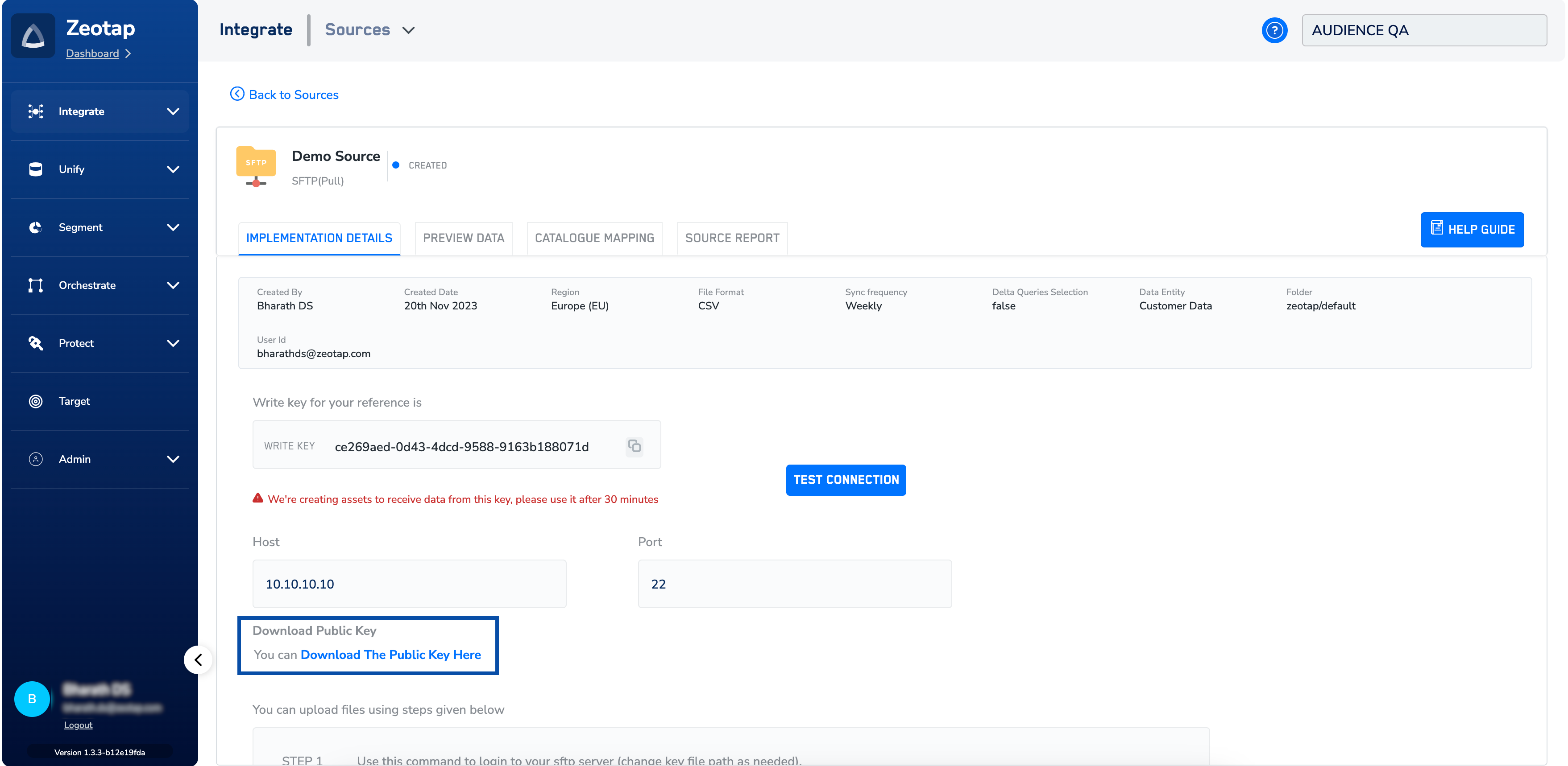 Implement the SFTP Pull Source - Zeotap docs