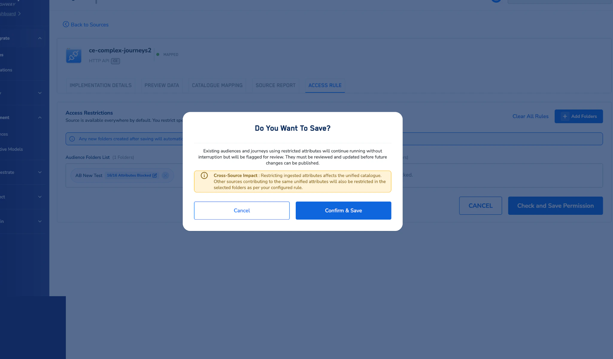 Do You Want To Save dialog with a cross-source impact warning.