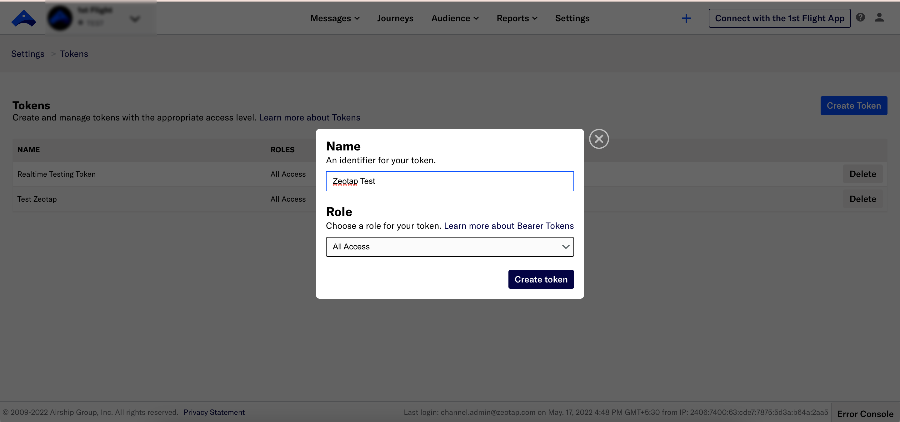 Create an Airship (Batch) Source - Zeotap docs