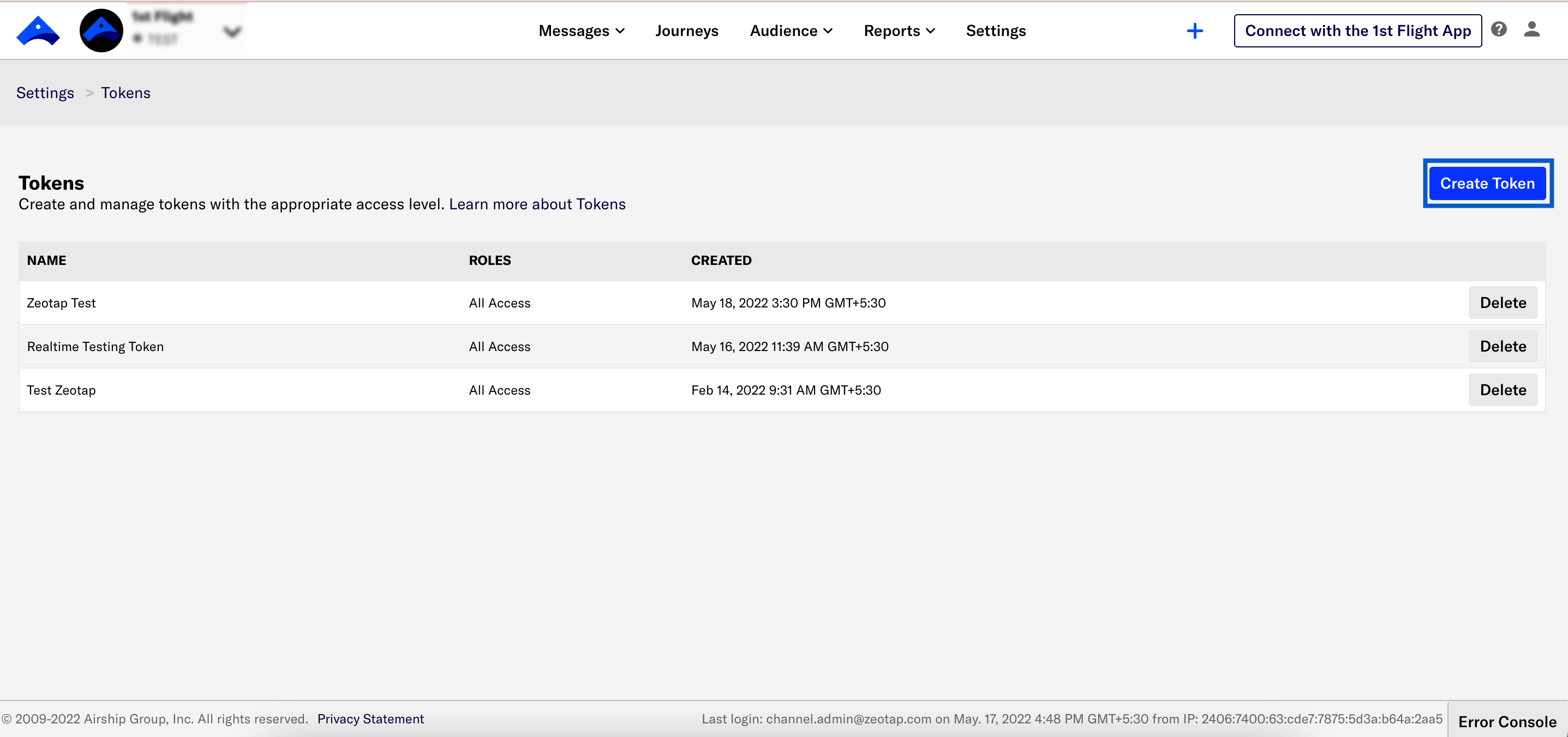 Create an Airship (Batch) Source - Zeotap docs