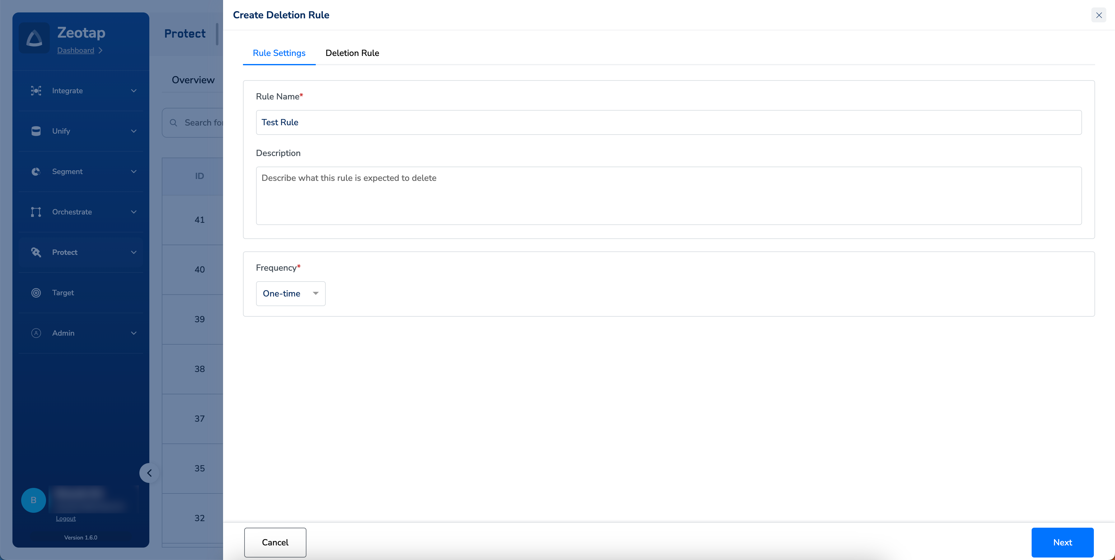 Create a Deletion Rule for Non-Customer Entity Data - Zeotap docs