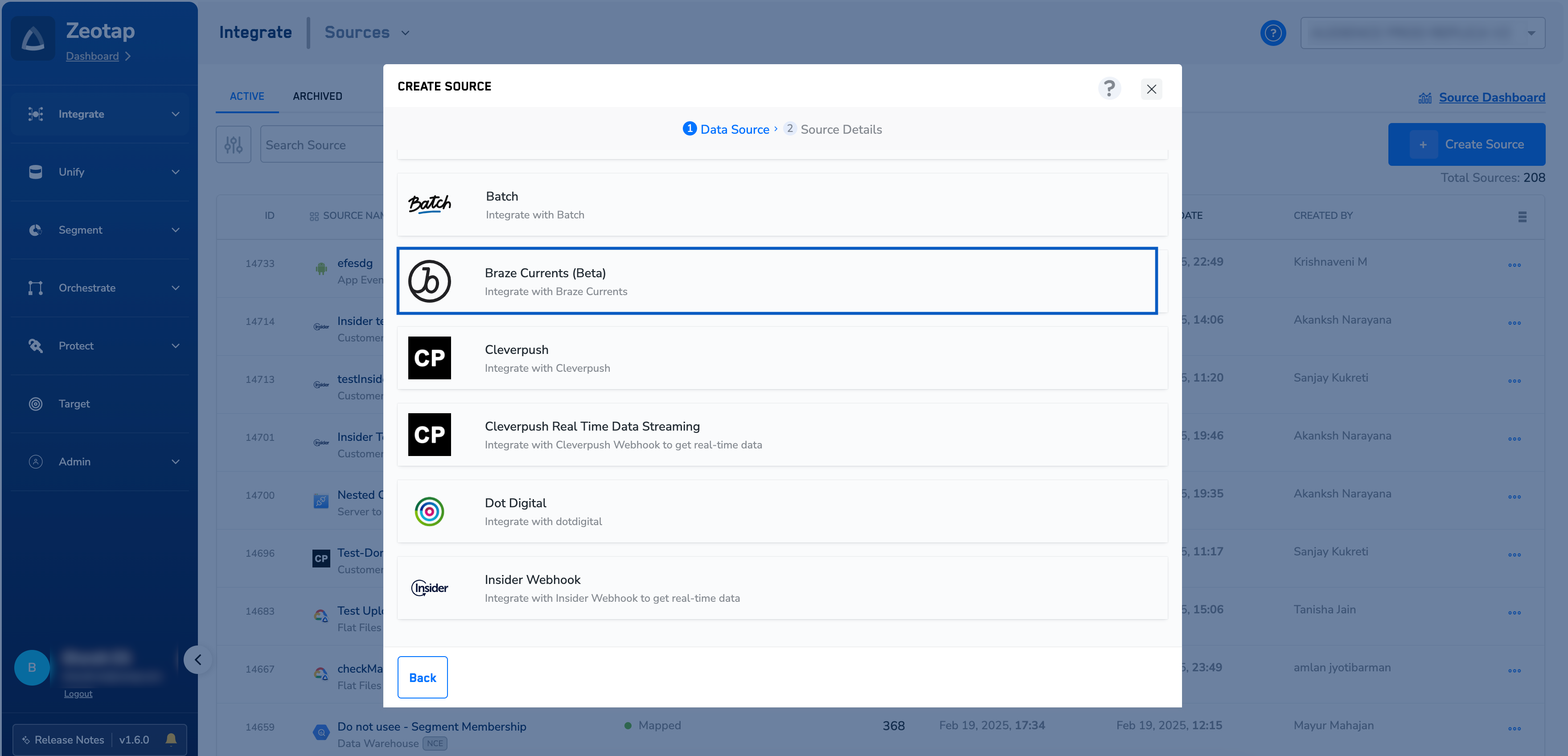 Create a Braze Currents Source - Zeotap docs
