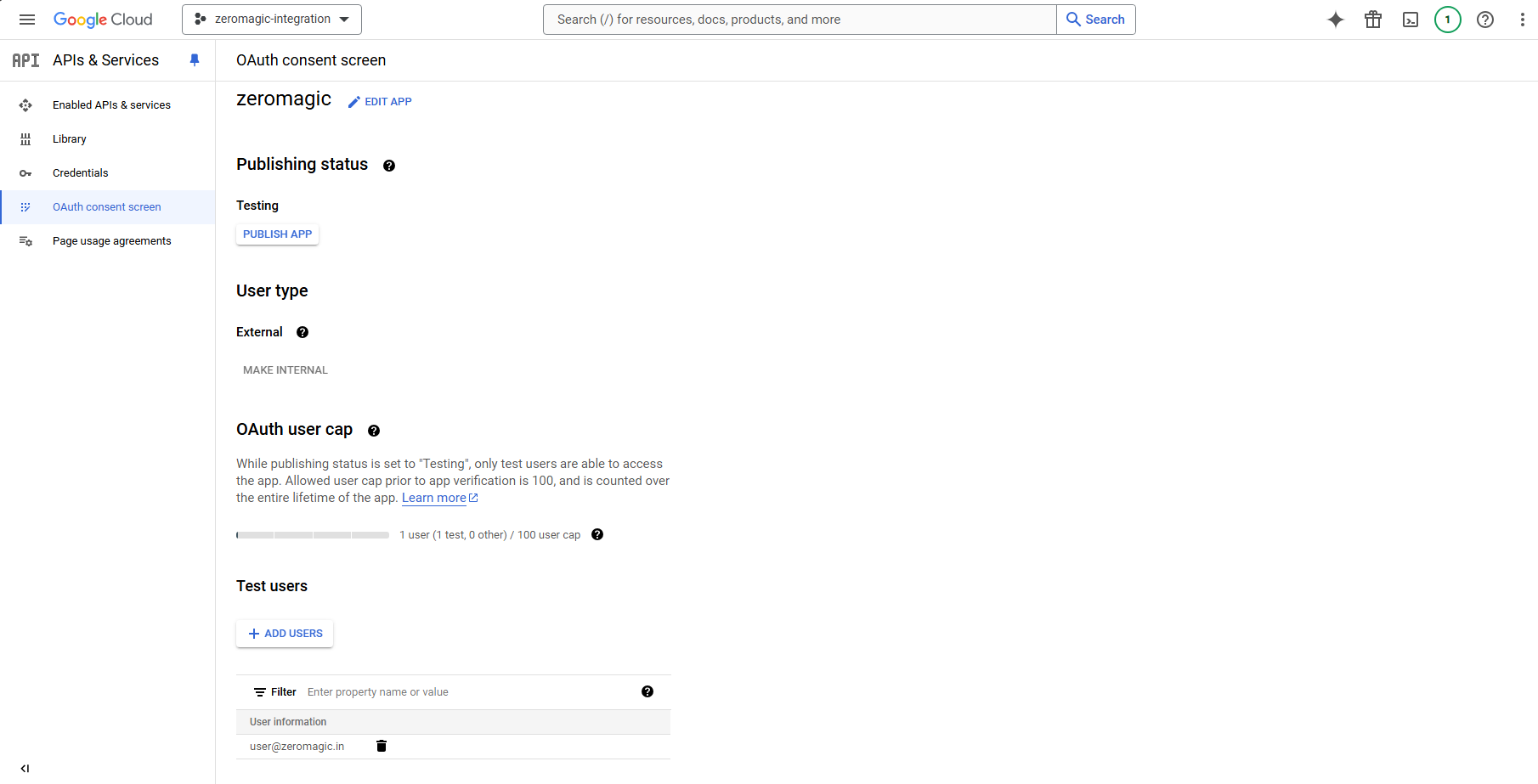 OAuth consent screen