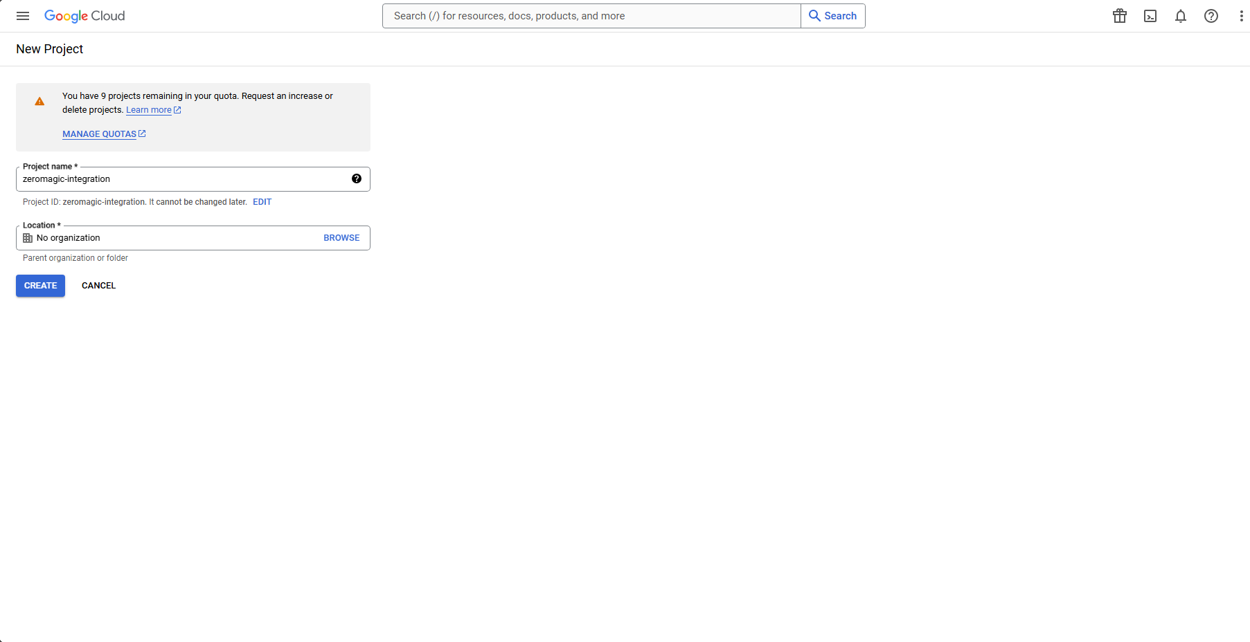 Create a new project