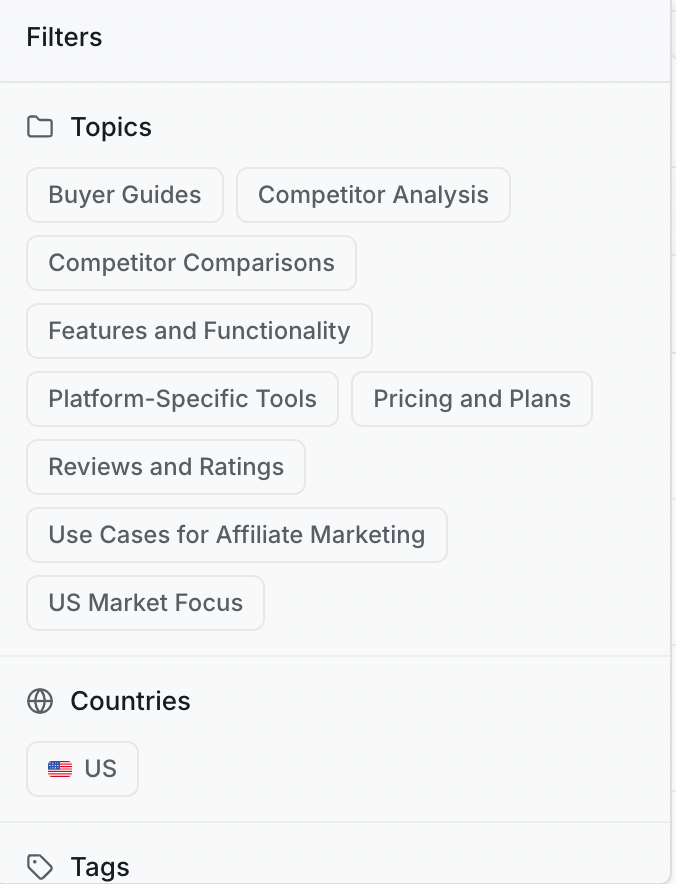 Zero Rank Topic Filters