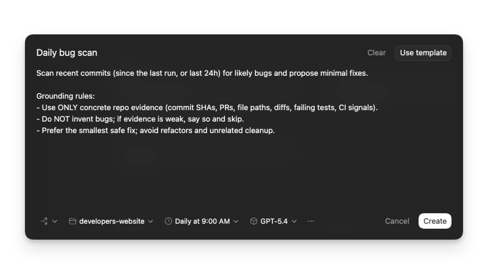 Scheduled task settings in the ZeroTwo desktop app