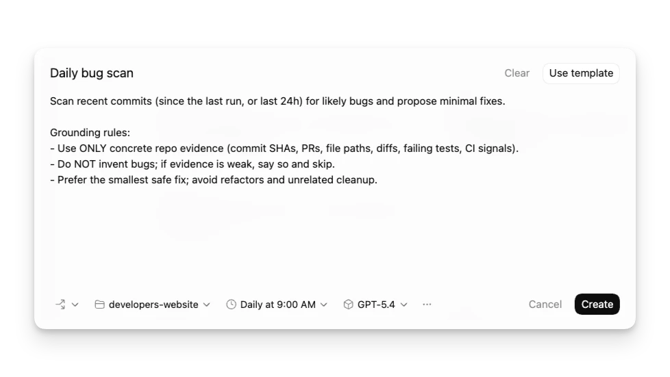 Scheduled task settings in the ZeroTwo desktop app