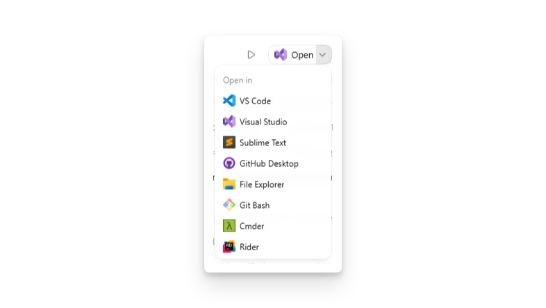 ZeroTwo desktop app settings showing the default Open In app on Windows