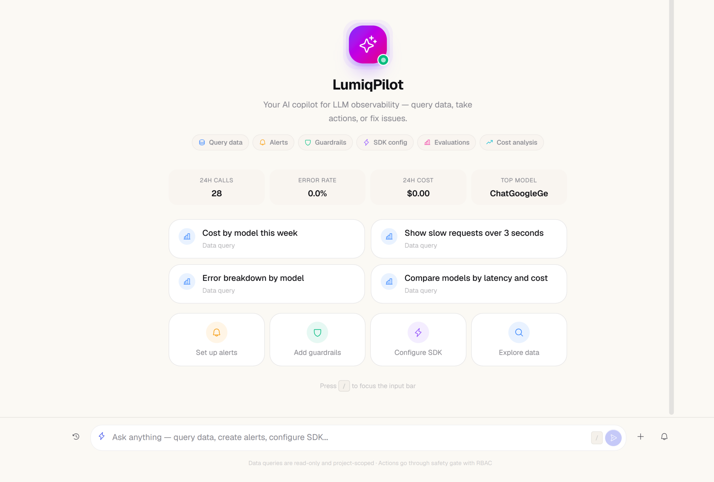 ZespanPilot AI copilot panel showing natural language query and action execution
