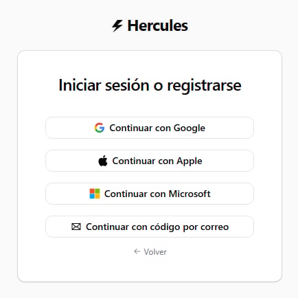 Hercules Auth Portal sign-in screen shown in Spanish