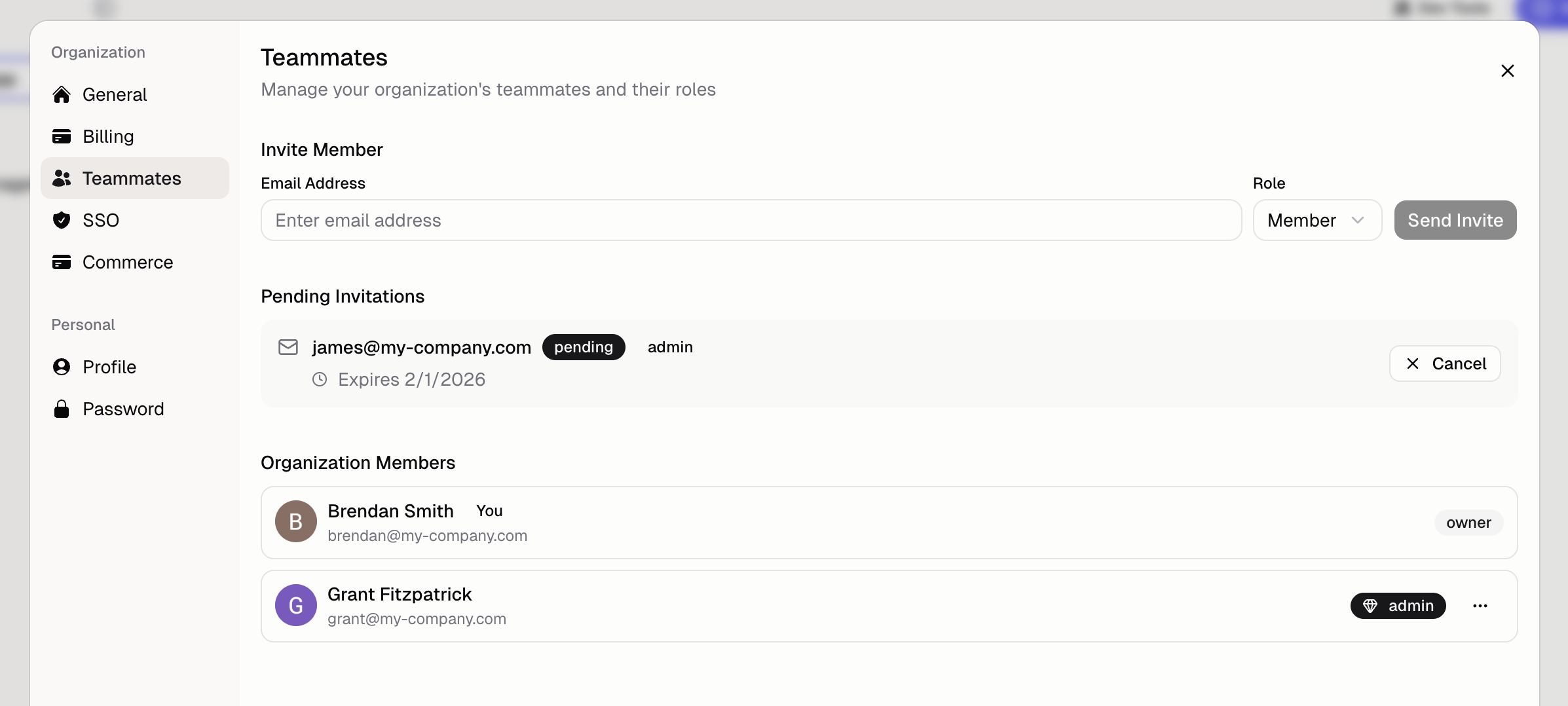 Teammates management