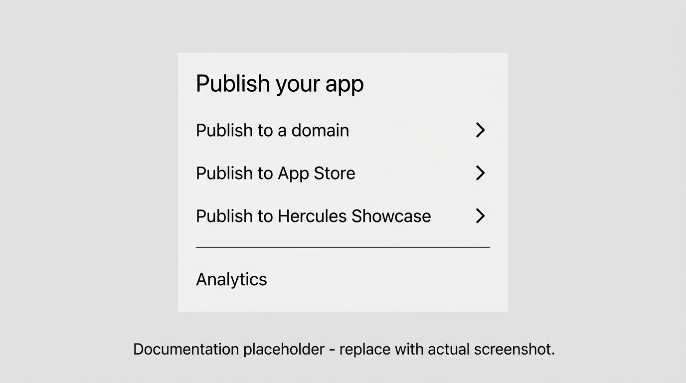 Publish section with Publish to Hercules Showcase option