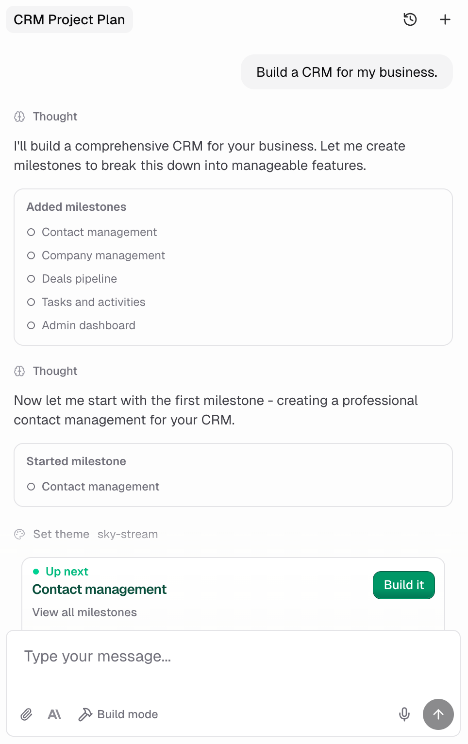 Example of an agentic response in Hercules' chatbot UI