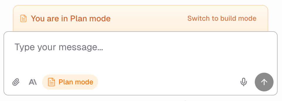 Plan mode for speccing out new features
