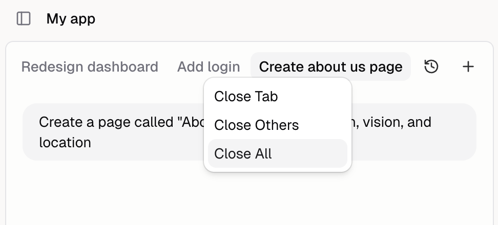 Tab context menu with close options