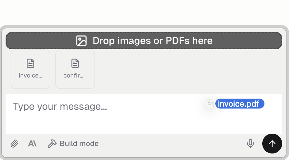 Uploading files by dragging to chat