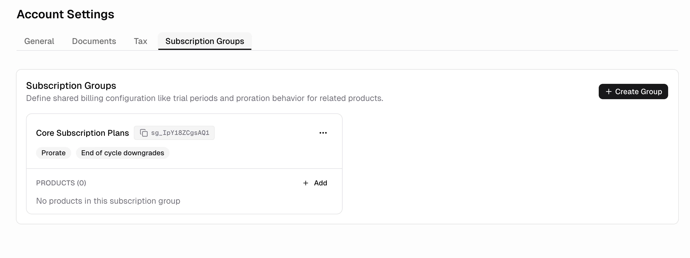 Subscription settings