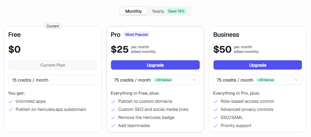Credits and billing
